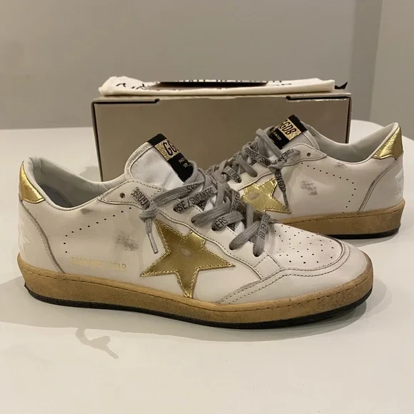 Golden Goose Ball Star Sneaker Milk White Leather/Gold sz 39 New in Box - Picture 11 of 14